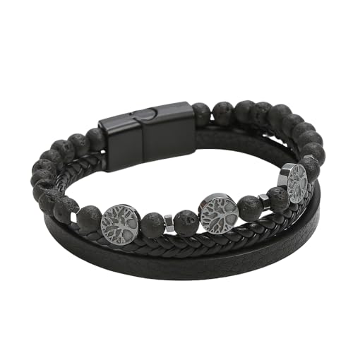 HUIANGLIYG Herren Armband,Lebensbaum Armbänder Aus Echtem Leder für Herren und Damen, Mehrlagig, Handgefertigt, Geflochten, Wickelarmreif, Natursteinperlen, Ethnischer Stammesschmuck, Geschenk fü HUIANGLIYG Herren Armband,Lebensbaum Armbänder Aus Echtem Leder für Herren und Damen, Mehrlagig, Handgefertigt, Geflochten, Wickelarmreif, Natursteinperlen, Ethnischer Stammesschmuck, Geschenk fü von HUIANGLIYG