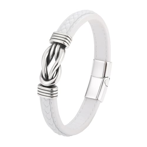 HUIANGLIYG Herren Armband Aus Echtem Leder mit Unendlichkeitsknoten, Schlichter, Gedrehter, Geflochtener Armreif, Herren Punk, Handgefertigt, Geschenk für Sohn, Enkel, Freund, Ehemann, Bruder, Wei HUIANGLIYG Herren Armband Aus Echtem Leder mit Unendlichkeitsknoten, Schlichter, Gedrehter, Geflochtener Armreif, Herren Punk, Handgefertigt, Geschenk für Sohn, Enkel, Freund, Ehemann, Bruder, Wei von HUIANGLIYG