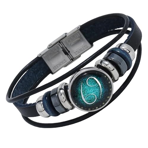 HUIANGLIYG Herren Damen 12 Sternbild Sternenhimmel Armband Verstellbar Mehrlagig Geflochtenes Lederarmband Retro Tierkreiszeichen Handgefertigtes Armband für Freundschaftsschmuck Geburtstagsgeschen von HUIANGLIYG