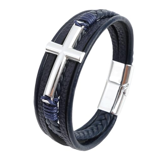 HUIANGLIYG Kreuzarmband für Männer und Frauen, Wikinger, Mehrlagig, Handgefertigt, Geflochten, Echtes Lederarmband mit Magnetverschluss, Klassischer Religiöser Kreuzarmreif für Den Täglichen Ge HUIANGLIYG Kreuzarmband für Männer und Frauen, Wikinger, Mehrlagig, Handgefertigt, Geflochten, Echtes Lederarmband mit Magnetverschluss, Klassischer Religiöser Kreuzarmreif für Den Täglichen Ge von HUIANGLIYG