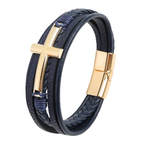 HUIANGLIYG Kreuzarmband für Männer und Frauen, Wikinger, Mehrlagig, Handgefertigt, Geflochtenes Echtlederarmband mit Magnetverschluss, Klassischer Religiöser Kreuzarmreif für Den Täglichen Gebr HUIANGLIYG Kreuzarmband für Männer und Frauen, Wikinger, Mehrlagig, Handgefertigt, Geflochtenes Echtlederarmband mit Magnetverschluss, Klassischer Religiöser Kreuzarmreif für Den Täglichen Gebr von HUIANGLIYG