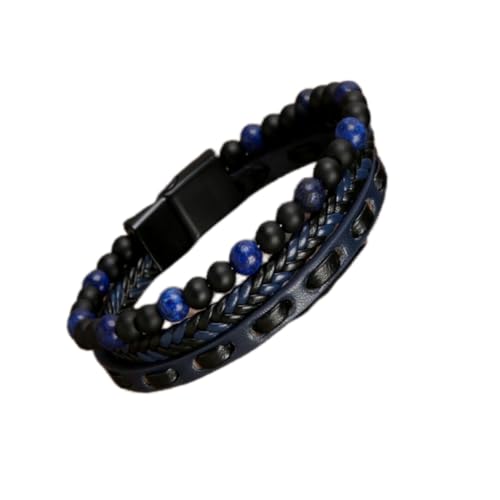 HUIANGLIYG Lederarmband Herren,Gewebtes Perlenarmband für Herren, Natursteinperlen, Mehrlagig, Geflochtenes Lederarmband, Klassischer Unisex Armreif für Paare, Freundschaftsschmuck, Geburtstagsges HUIANGLIYG Lederarmband Herren,Gewebtes Perlenarmband für Herren, Natursteinperlen, Mehrlagig, Geflochtenes Lederarmband, Klassischer Unisex Armreif für Paare, Freundschaftsschmuck, Geburtstagsges von HUIANGLIYG