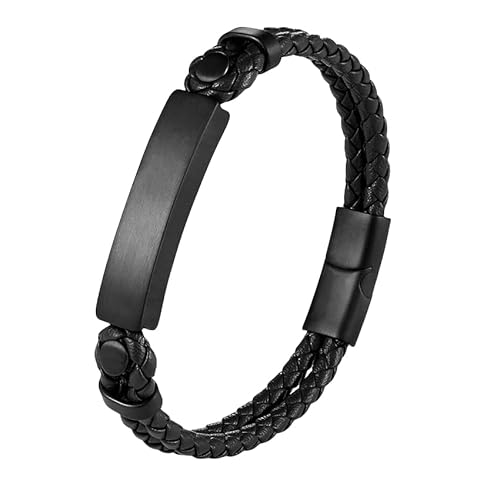 HUIANGLIYG Lederarmband Herren,Herren Armreif Aus Zweireihigem Geflochtenem Leder, Einzigartiges Gedrehtes Gewebtes Armband mit Magnetverschluss, Klassisches Handgefertigtes Manschettenarmband, Schm von HUIANGLIYG