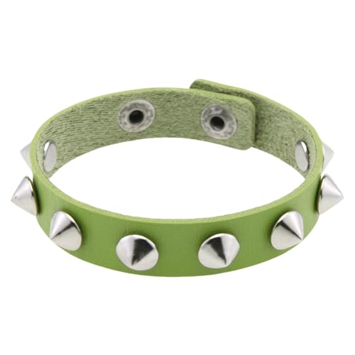 HUIANGLIYG Lederarmband mit Nieten für Herren und Damen, Verstellbar, 21,8 Cm, Klassische Paar Armbänder mit Druckknopf, Punk und Gothic Wickelmanschette, Armreif, Geschenk für Halloween und Weih von HUIANGLIYG