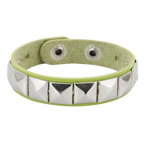 HUIANGLIYG Lederarmband mit Nieten für Männer und Frauen, Verstellbar, Klassisch, Handgefertigt, mit Spleißgliedern und Schnalle, Punkrock Spikes, Choker Armband, Geschenke für Mädchen Im Teena von HUIANGLIYG