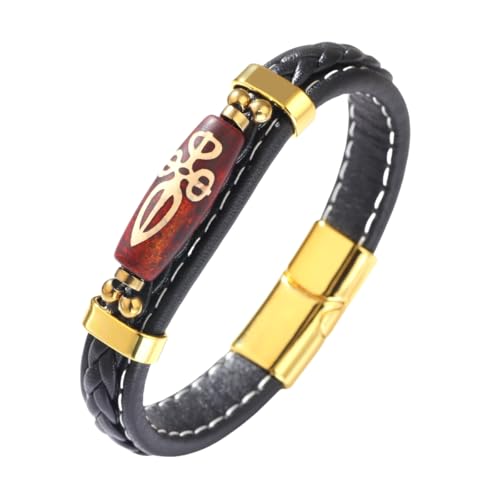 HUIANGLIYG Tibetisches Neunäugiges Dzi Perlen Achat Armband für Männer und Frauen, Handgefertigt, Geflochtenes Lederarmband, Amulett mit Magnetverschluss, Vintage Armbänder mit Ethnischem Glück HUIANGLIYG Tibetisches Neunäugiges Dzi Perlen Achat Armband für Männer und Frauen, Handgefertigt, Geflochtenes Lederarmband, Amulett mit Magnetverschluss, Vintage Armbänder mit Ethnischem Glück von HUIANGLIYG