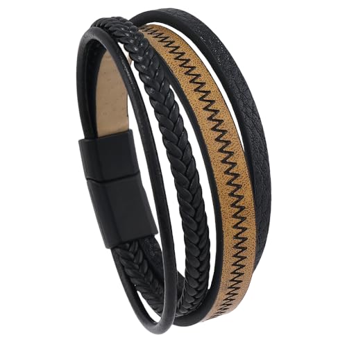 HUIANGLIYG Vintage Wellen Lederarmband für Männer und Frauen, Mehrlagig, Geflochten, Handgefertigt, Breites, Graviertes Wellen Armband für Männer, Jungen und Ihn, Accessoires, Orange, 23,5 Cm HUIANGLIYG Vintage Wellen Lederarmband für Männer und Frauen, Mehrlagig, Geflochten, Handgefertigt, Breites, Graviertes Wellen Armband für Männer, Jungen und Ihn, Accessoires, Orange, 23,5 Cm von HUIANGLIYG
