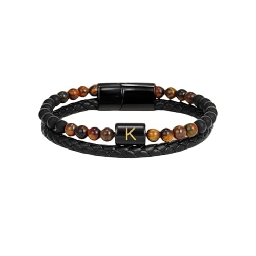 HUIANGLIYG Zweireihiges Geflochtenes Lederarmband für Herren mit Dem Anfangsbuchstaben Az, Natürlichem Tigerauge Stein, Perlenarmband, Modisches Armreif Geschenk für Ehemann, Vater, Sohn Zum Gebu HUIANGLIYG Zweireihiges Geflochtenes Lederarmband für Herren mit Dem Anfangsbuchstaben Az, Natürlichem Tigerauge Stein, Perlenarmband, Modisches Armreif Geschenk für Ehemann, Vater, Sohn Zum Gebu von HUIANGLIYG