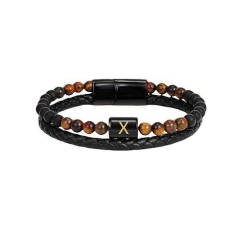 HUIANGLIYG Zweireihiges Geflochtenes Lederarmband für Herren mit Dem Anfangsbuchstaben Az, Natürlichem Tigerauge Stein, Perlenarmband, Modisches Armreif Geschenk für Ehemann, Vater, Sohn Zum Gebu HUIANGLIYG Zweireihiges Geflochtenes Lederarmband für Herren mit Dem Anfangsbuchstaben Az, Natürlichem Tigerauge Stein, Perlenarmband, Modisches Armreif Geschenk für Ehemann, Vater, Sohn Zum Gebu von HUIANGLIYG