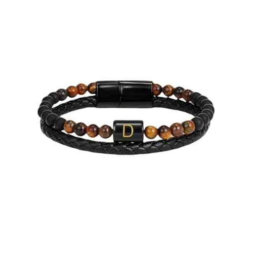 HUIANGLIYG Zweireihiges Geflochtenes Lederarmband für Herren mit Dem Anfangsbuchstaben Az, Natürlicher Tigerauge Stein, Perlenarmband, Modisches Armreif Geschenk für Ehemann, Vater, Sohn Zum Gebu HUIANGLIYG Zweireihiges Geflochtenes Lederarmband für Herren mit Dem Anfangsbuchstaben Az, Natürlicher Tigerauge Stein, Perlenarmband, Modisches Armreif Geschenk für Ehemann, Vater, Sohn Zum Gebu von HUIANGLIYG