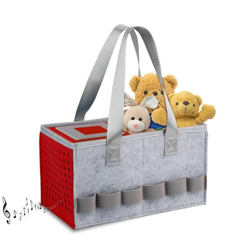 HUIBOHOU Tragetasche für Toniebox-Starter-Set und Zubehör, Filz-Organizer-Tasche für Toniebox-Audio-Player und Figur, Reisetasche mit Griff für Toniebox und Zubehör., rot, Klassisch von HUIBOHOU
