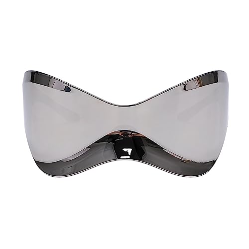 Futuristische Sonnenbrille für Damen und Herren, Übergröße, umlaufend, modisch, randlos, Maske, Schatten, UV400-Schutz, Schwarz, as the pic show von HUIFACAI