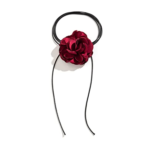 HUIFACAI Blumen-Choker-Halskette, Band, Blumen-Halskette, Party-Kragen, Schnürkette, Halsketten für Frauen und Mädchen von HUIFACAI