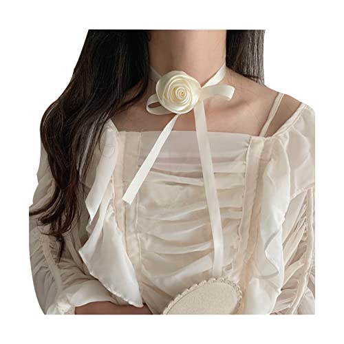 HUIFACAI Elegante Kordelkette zum Schnüren am Hals, langes Seil, große Blume, Choker-Halskette für Damen, Modeschmuck-Accessoire von HUIFACAI