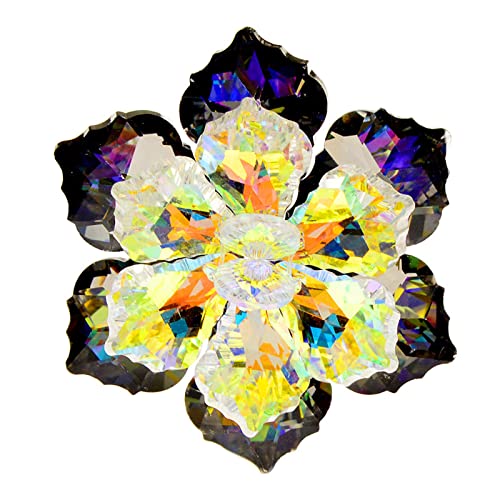 HUIFACAI Glänzende Kristallblumen-Brosche, handgefertigt, Anstecknadel, Partyzubehör, Schmuck, Geschenk für Brautfrauen und Mädchen von HUIFACAI
