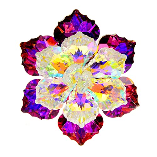 HUIFACAI Glänzende Kristallblumen-Brosche, handgefertigt, Anstecknadel, Partyzubehör, Schmuck, Geschenk für Brautfrauen und Mädchen von HUIFACAI