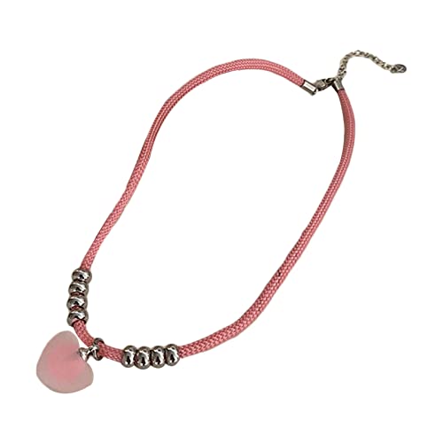 HUIFACAI Goth Baumwollseil Herz-Anhänger Choker Stahlperlen Halskette für Frauen elegant gewebt verstellbare Kette Schmuck von HUIFACAI