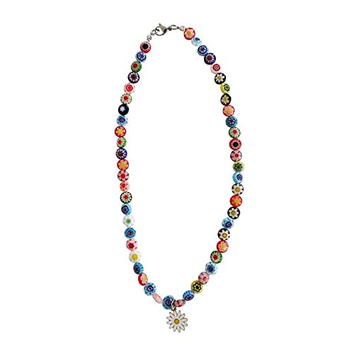 HUIFACAI Halskette mit süßem Gänseblümchen-Anhänger, Glasperlen, Modeschmuck, elegante Schlüsselbeinkette, Geschenk von HUIFACAI
