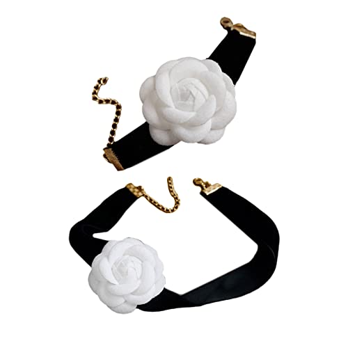 HUIFACAI Kamelien-Kragen-Halskette, Armband, Vintage-Halsband, Temperament, weiße Blume, Halskette, Armband, Schmuck für Damen von HUIFACAI