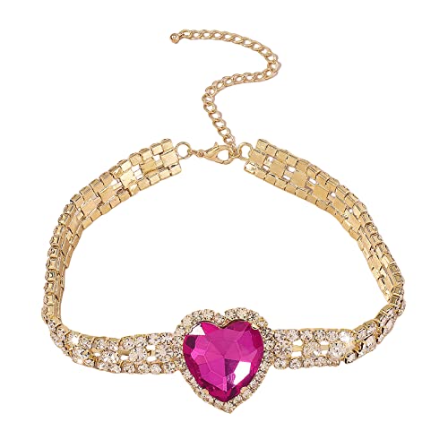 HUIFACAI Mehrschichtige Strass-Halsreif, herzförmig, dekorative Halskette für Damen, Party, Hochzeit, Modeschmuck, Geschenk von HUIFACAI