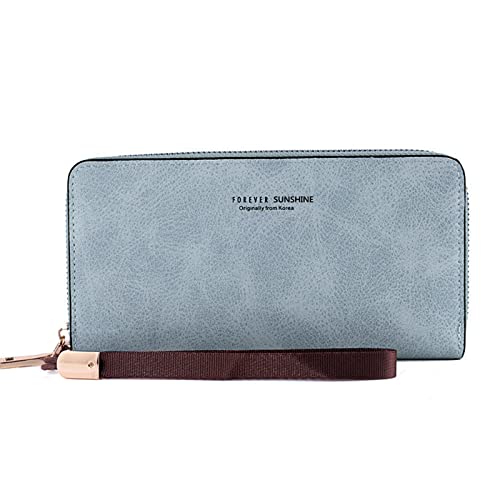 HUIFACAI Modische Damen-Geldbörse, lang, Clutch, Handygeldbörsen für Mädchen, PU-Leder, Kartenhalter, Handgelenktasche, Blau, as the pic show von HUIFACAI