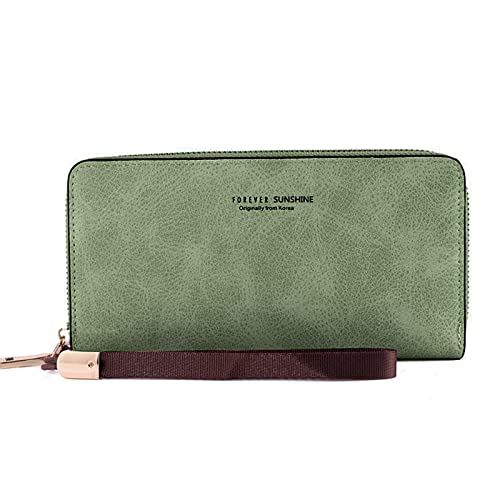 HUIFACAI Modische Damen-Geldbörse, lang, Clutch, Handygeldbörsen für Mädchen, PU-Leder, Kartenhalter, Handgelenktasche, Grün , as the pic show von HUIFACAI