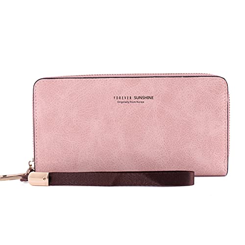 HUIFACAI Modische Damen-Geldbörse, lang, Clutch, Handygeldbörsen für Mädchen, PU-Leder, Kartenhalter, Handgelenktasche, Pink, as the pic show von HUIFACAI