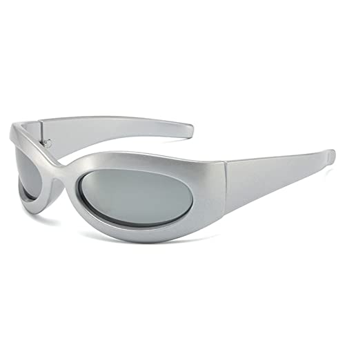 HUIFACAI Sonnenbrille für Mädchen und Jungen, Foto-Requisiten, Steampunk, Reise, Roboter, Brillen, futuristische Brille, Mädchen, Jungen, Teenager, Geschenke, Silberner Rahmen, weiß, M, as the pic von HUIFACAI