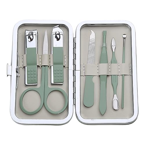 Nagel-Set, 7-teilig, Maniküre-Werkzeug, Karbonstahl, professionelles Pediküre-Set (Nagelfeile, Ohrlöffel, Pinzette), Unisex-Haarpflege-Set mit Pinzette, Geschenk-Set mit Tasche für Männer und Frauen, von HUIFACAI