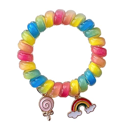 Regenbogen-Haargummis, elastisch, für Damen und Mädchen, Regenbogenfarben von HUIFACAI