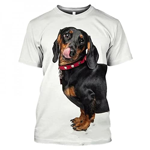 HUIGUANG Herren 3D Druck T-Shirt Dackel T-Shirt Shirts für Herren Hund 3D T-Shirt Druck T-Shirt Tops Damen süße Kleidung Homme Kurzarm von HUIGUANG