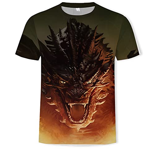 HUIGUANG Herren 3D Druck T-Shirt Drachen 3D-gedrucktes T-Shirt für Männer und Frauen, Jungen, Sommer, Freizeit-T-Shirt, Kurzarm-T-Shirt, Cooles Drachen-T-Shirt von HUIGUANG