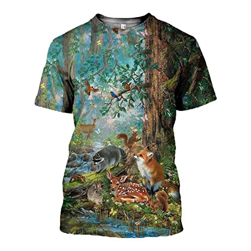 HUIGUANG Herren 3D Druck T-Shirt Faultier/AFFE/Hirsch Tier 3D-Druck Übergroßes T-Shirt Herrenmode Kurzarm Harajuku Shirt Sommer Unisex Casual T-Shirt von HUIGUANG