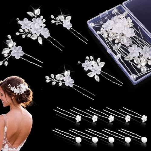 15 Stück Haarschmuck Hochzeit Set U-förmig Haarspangen Strass Silber Haarnadeln mit Perlen für Braut Damen Frauen Mädchen 15 Stück Haarschmuck Hochzeit Set U-förmig Haarspangen Strass Silber Haarnadeln mit Perlen für Braut Damen Frauen Mädchen von HUIHAOEU