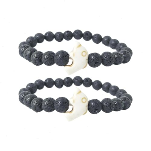 HUIIUH 2 Stück Tier-Tracking-Armband, Delfin-Armbänder, Stretch-Natursteine, Perlenarmband, Glühwürmchen-Glasschmuck, Fern-Touch-Armbänder, Delfin-Geschenke für Frauen von HUIIUH