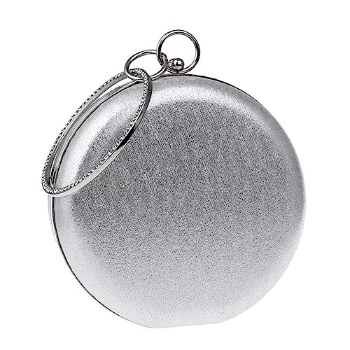Abendtasche Damen Clutch Mode Runde Banketttasche Damen Mode Bankettkleid Abendkleid Tasche Handtasche Silber von HUIJIAJIA