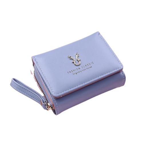 HUIJIQX Luxusmarke Damen Kleine Geldbörse Weiblich Kartenhalter Kurze Geldbörsen mit Münzgeldbörse für Frauen Damen PU Leder Hasp Mini Clutch, blau, Einheitsgröße von HUIJIQX