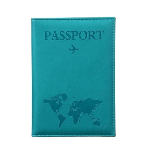 HUIJIQX Reisepasshülle, Motiv: Weltkarte, einfaches Flugzeug, für Damen und Herren, modisches Hochzeitsgeschenk, Himmelblau, Einheitsgröße von HUIJIQX