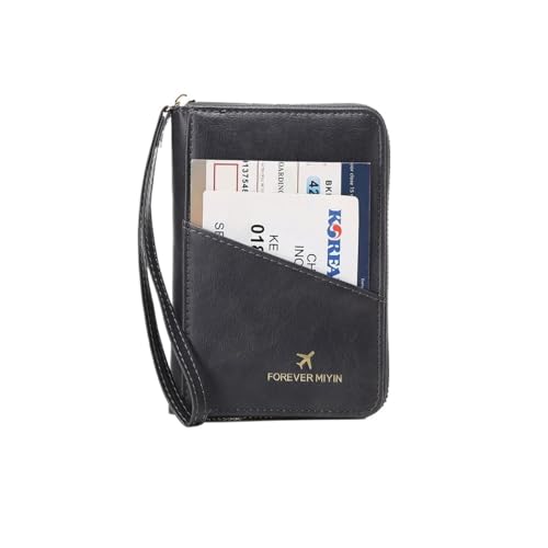 HUIJIQX Retro Reisepasstasche für Damen und Herren RFID Modische Reisepasshülle Multifunktional PU Leder Reisepass Clip Reisezubehör, Hz726-Grau, Einheitsgröße von HUIJIQX