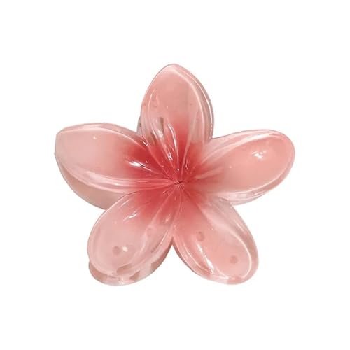 Haarnadel mit süßem Farbverlauf, Acryl, Plumeria-Blume, Haarnadel, Haarschmuck für Damen, 8 cm, 4 Stück (Korallenrot) von HUIJIQX