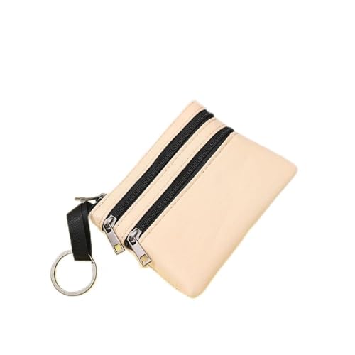 Zippers Canvas Coin Purse Women's Mini Wallet Solid Change Purses with Keychain Money Bags Coin Key Storage Bag Card Holder, beige, 1 Stpck von HUIJIQX