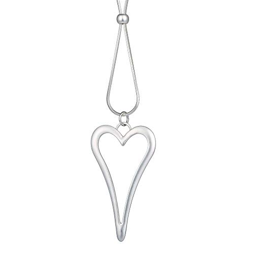Halskette mit großem Herz-Anhänger von Huimei, für Damen, dickes Silber-Material Halskette mit großem Herz-Anhänger von Huimei, für Damen, dickes Silber-Material von BIRSTONE