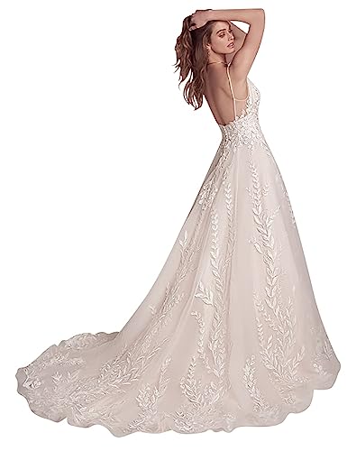 Brautkleid Standesamt A-Linie Prinzessin Boho Hochzeitskleid mit Ärmel Lang Vintage Hochzeit Brautmode Kleid D-Weiß 48 von HUINI