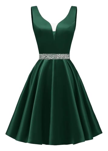 Cocktailkleider Kurz Ballkleid Abendkleider Glitzer A-Linie Brautjungfernkleider Rückenfrei Abschlussballkleid Grün 44 von HUINI
