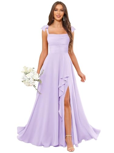 Damen Elegant Abendkleid Lang mit Schlitz Chiffon A-Linie Hochzeitsgast Kleid Ärmellos Lila 40 Damen Elegant Abendkleid Lang mit Schlitz Chiffon A-Linie Hochzeitsgast Kleid Ärmellos Lila 40 von HUINI