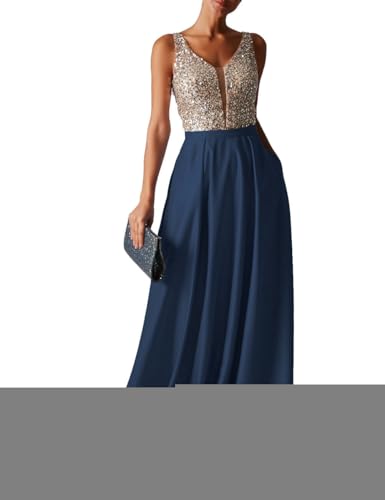HUINI Abendkleid Lang Damen Glitzer Ballkleider Hochzeitskleid Vintage Cocktail Partykleider Brautkleider Teal 46 HUINI Abendkleid Lang Damen Glitzer Ballkleider Hochzeitskleid Vintage Cocktail Partykleider Brautkleider Teal 46 von HUINI