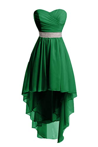 HUINI Ballkleider Damen Kurz Cocktailkleider Abendkleid A-Linie Rückenfrei Brautjungfernkleider Chiffon Promkleider Grün 34 von HUINI