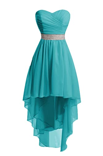 HUINI Ballkleider Damen Kurz Cocktailkleider Abendkleid A-Linie Rückenfrei Brautjungfernkleider Chiffon Promkleider Jade 46 von HUINI