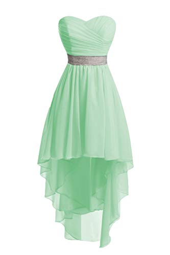 HUINI Ballkleider Damen Kurz Cocktailkleider Abendkleid A-Linie Rückenfrei Brautjungfernkleider Chiffon Promkleider Mint 48 von HUINI