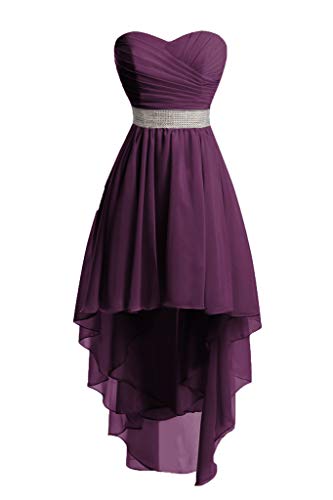 HUINI Ballkleider Damen Kurz Cocktailkleider Abendkleid A-Linie Rückenfrei Brautjungfernkleider Chiffon Promkleider Traube 34 von HUINI